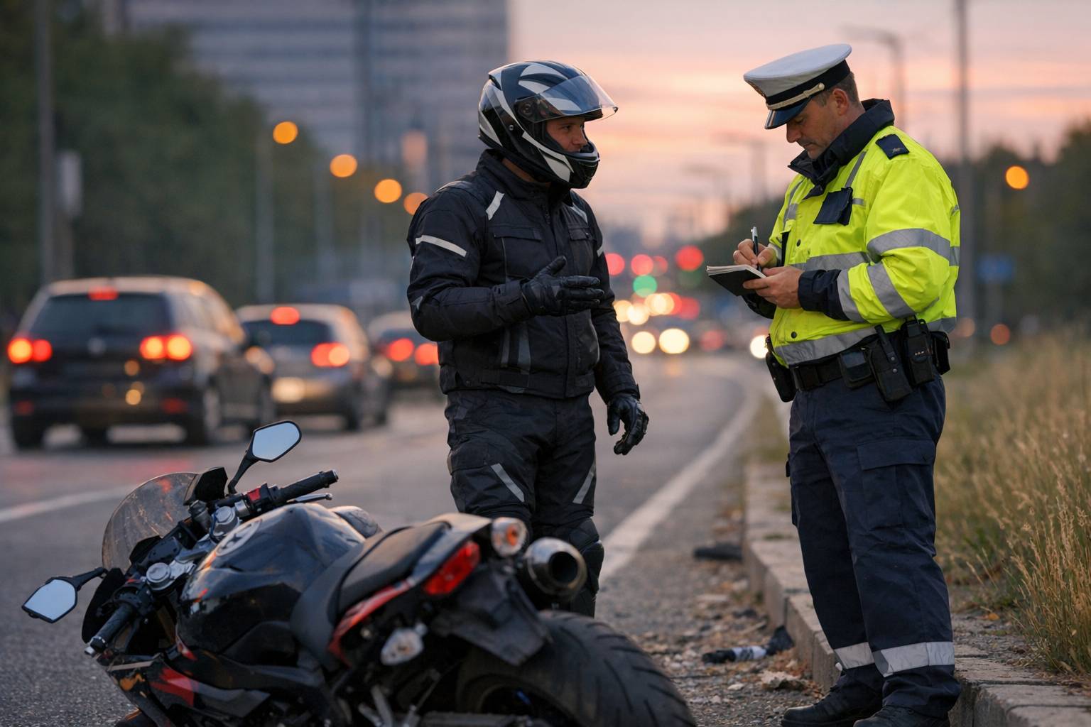 Accidente de moto sin contrario identificado: cómo actuar y qué derechos tienes